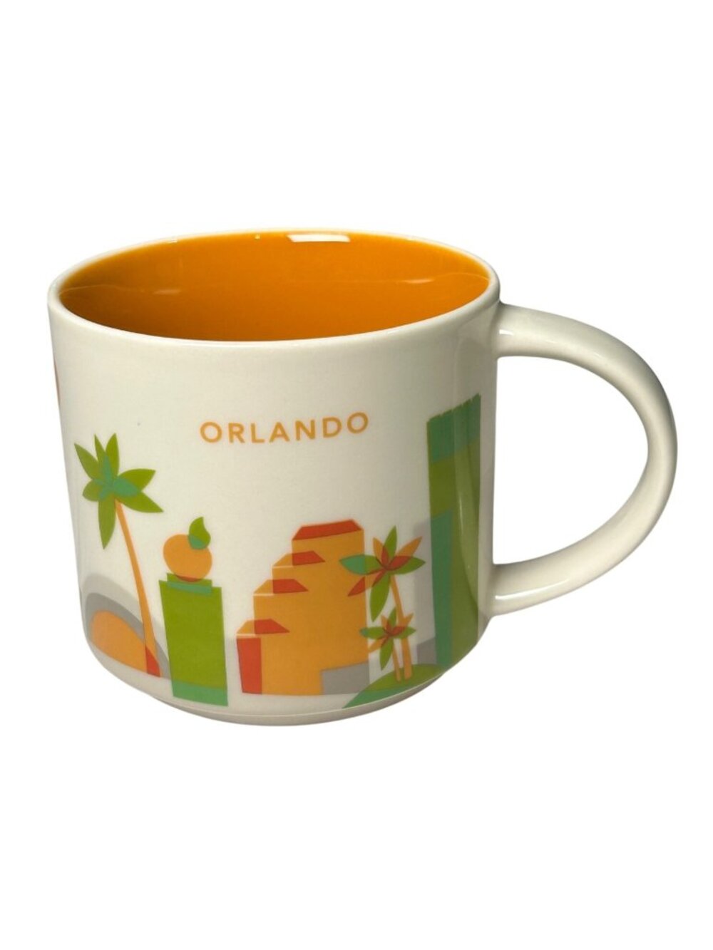 Starbucks You Are Here Collection 2015 Orlando Ceramic Coffee Mug Orange White